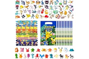 GOACRS Mitgebsel Kindergeburtstag Gastgeschenke, 96 Stück Kinder Geburtstag Mitbringsel Set mit Mini Figuren Geschenktüten Schnapparmbänder Aufkleber, Anime Party Kleine Geschenke Give Aways Jungen Mädchen