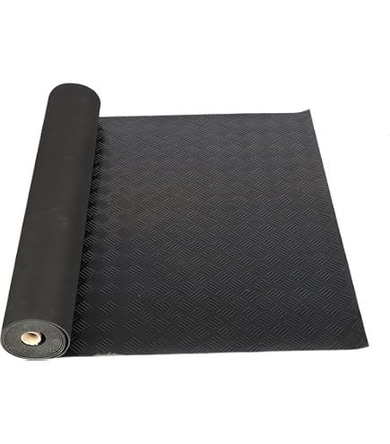 VEVOR Diamantplaat rubberen vloerrol, 3 mm x 1,2 m x 4,6 m garagevloermat, SBR rubberen garagevloerrol, gemakkelijk te reinigen, diamantplaat rubberen mat voor onder auto's, garage-industrie, gym