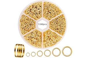 DOETYD 1390 Pcs Jump Rings Boxed Gold Round Hoops Metal Ring for Jewelry Making DIY Craft Making Such as Bracelet Pendant Necklace Earring