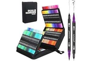 Funnasting Feutre Coloriage, 120 Stylos Colorier Double Pointe Aquarelle pour Adulte Enfant, Pinceaux Marqueurs pour Coloriage, Dessin, Création Artistique