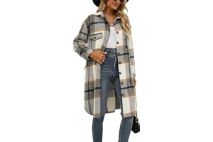 Jhsnjnr Dam flanell rutig jacka oversize långärmad kavajknäppning rutig skjorta bomull lång skjortjacka kappa