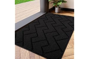 ‎BISCPRO Biscpro Fußmatte Schwarz 50x80cm Innen und Außen Waschbar Fussmatte Wasserdicht Türmatte Rutschfester Schmutzfänger Teppich für Eingang, Haustür, Patio, Flur, Garten