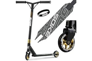 SOKE Stunt Scooter Pro Kick-Scooter avec roulement à Billes ABEC 9 Trottinette Trick pour Adultes et Enfants Deux Roues Freestyle Cityroller | 2 Roues | Capacité de Charge 100kg (Noir-Or)