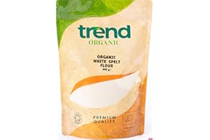 Trend Organic White Spelt Flour, 500g - Ideal for Baking and Cooking with Its Nutrient-Rich Component - Certified Organic, Vegan, Non-GMO, No Additives No Preservatives, Raw