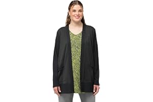 Ulla Popken Femme Grandes Tailles Veste en Molleton, Texture gaufrée, Coupe Ouverte et Manches Longues 830275