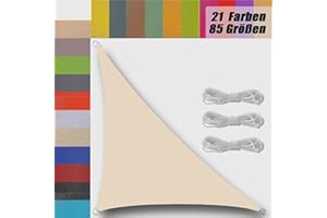 UFAMILUK sonnensegel dreieckig wasserdicht 3.6x3.6x5.1m sonnensegel balkon regenschutz 95% UV Schutz Windschutz Überdachung Plane für Garten Terrasse Outdoor Camping Patio Schwimmbad Nicht-gerade weiss
