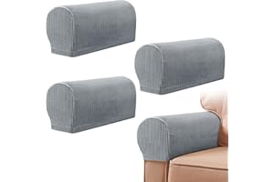 YANCLIFE Armrest Chair Covers, Set of 4 Stretch Armchair Covers for Arms，Spandex Polyester Sofa Arm Caps Non Slip Armrest Covers for Chairs Furniture Protector Armchairs Sofa Couches Recliner (Light Grey)