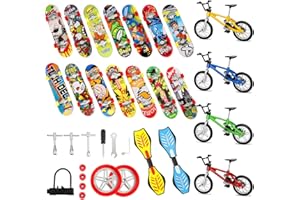 Gejoy 29 Pieces Mini Finger Toys Set Finger Skateboards/ Bikes Tiny Swing Board Fingertip Movement Party Favors Wheels and Tools