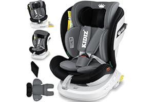 KIDIZ® Kindersitz i-Size ECE R129 Babyautositz Rebounder Kinderautositz Isofix Top Tether 360° drehbar Gruppe 0/1/2/3 ab Geburt - 12 Jahre 0-36kg 5-Punkt-Sicherheitsgurt Mit Sonnen/Seitenschutz