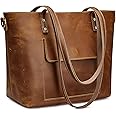 S-ZONE Women Genuine Leather Tote Bag Shoulder Handbag Vintage Crossbody Purse