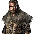 HiiFeuer Viking Artificial Fur Shawl Barbarian Fur Collar, Cosplay Wrap Medieval Costume Cloak, Retro Cape for LARP