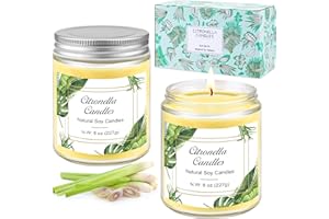 AOTTOM Citronella Candle Outdoor in Glass, 2 Pieces Outdoor Candles Large, Natural Soy Wax Citronella Candle Outdoor for Garden, Camping, Indoor, Patio, Picnics, Summer Gift