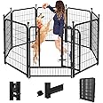 Jhsomdr Dog Playpen 40 inch 8 Panels Dog Fence Outdoor for Yard Indoor Dog Pen for Large/Medium/Small Dogs, Heavy Duty Metal Puppy Playpen with Door Portable Pet Fence for RV Camping Yard