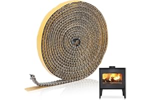 Swiftctrl Guarnizione inserto camino, 3 mm × 10 mm × 4 m, guarnizione in legno autoadesiva, guarnizioni in fibra di vetro per stufa/camino/tubo del forno/porta del forno, resistente al calore 550