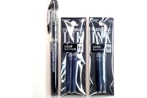‎PLATINUM Platinum Füllfederhalter, New Preppy, feine Feder, Schwarz (PSQ-300#1) + Tintenpatronen SPN-100A#1 (schwarz) Set (Japan Import) [Komainu-Dou Originalverpackung]