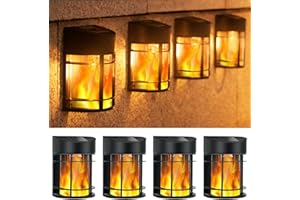 BTFARM 【4 Pack】Solar Flame Lights Outdoor Garden, Solar Fence Lights Solar Powerd Lights Waterproof Retro LED Wall Lights for Garden Fence Patio Decking Gate Yard Decoration