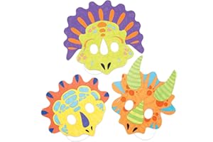 Baker Ross Kits de masques dinosaures à colorier (lot de 8) - Loisirs créatifs pour enfants, Blanc