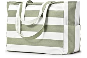 oscaurt Beach Tote Bag for Women Waterproof Foldable Handbag Shopping Bag with Zipper and Pockets Gifts for Women Travel Beach Essential