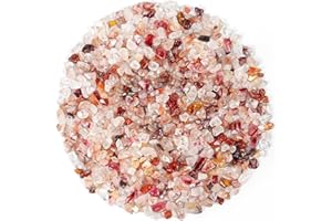 ORIENTREA Mini Pierres polies de Quarzo ematoide Crystal, Quarzo ematoide Naturel de 500 g, Petite Passée Chips écrasé Pierre Guérison Reiki Cristal Bijoux Décoration de la Maison