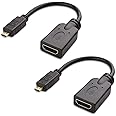 Cable Matters 2 Pack 4K Micro HDMI to HDMI Adapter (HDMI to Micro HDMI Adapter) 4K Resolution Ready - 15 cm for Raspberry Pi 4 and more
