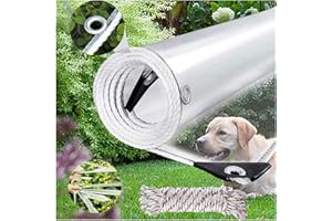 SEVENI Clear Heavy Duty Tarpaulin Waterproof 420 g/m² Clear Tarp with Eyelets, Outdoor Transparent Tarp PVC Tarpaulin Windproof Tear Resistant for Garden, Gazebo With Cable Ties (1x2m)