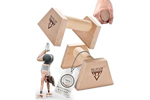 ‎PULLUP & DIP PULLUP & DIP Liegestützgriffe aus Holz inkl. Handgelenkbandagen – Ergonomische Handstandgriffe, rutschfeste Push-Up Bars für Calisthenics, Fitness & Oberkörpertraining