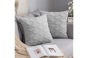 MIULEE 2 Piezas de Funda de Cojines Fibra de Poliélter con Diseño Bordado Funda de Almohada Cuadrada Moderna para Hogar Cojin Decorativos para Sofa Silla Cama Habitacion salón 45 x 45cm Gris Claro