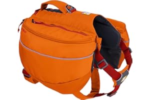 RUFFWEAR Approach Pack, Hunderucksack-Tragetasche mit integriertem Geschirr und Taschen, Tragbares Haustier-Wander- und Campingzubehör mit 2 Leinenbefestigungspunkten, Campfire Orange (Small)