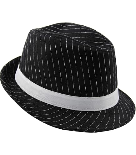 Mafia-Hut Weiß – 20er/30er Jahre Stil, Größe 58 Cm, Mit Schwarzem Band, Für Kostüm & Party