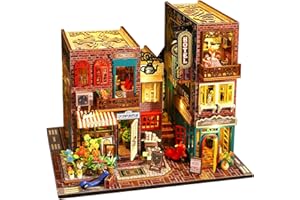 Spilay DIY Miniature Dollhouse Kit with Wooden Furniture,DIY Dollhouse Kit with Dust Proof Cover, Music Box and LED,1:24 Scale Creative Gift for Women Girl Friend Lover ES009