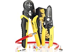 DxCRIMP Pince à sertir Cosse Electrique, Pinces à sertir Multicouche 0,25-10mm², Jeu de Outillage Electricien avec Pince a Denuder, Pince à Sertir Les Câbles