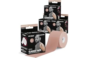‎KINTEX Kintex 4 Rollen Kinesiologie Tape Classic, 5 cm x 5 m, hautfreundliches & wasserfestes Kinesiologie Tape, Physio Tape, für Sport & Physiotherapie