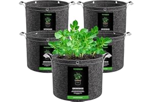 ‎VIVOSUN VIVOSUN Pflanzsack 5er-Pack 20 L, Stofftopf aus Vliesstoff mit 500 g/m² Stärke, mit Tragegriffen und Mehrzweckringen, Ideal für LST, Obst, Gemüse und Blumen