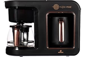 Karaca Hatır Plus - Caffettiera turca e filtro 2 in 1, capacità 0,75 l, 5 tazze di caffè turco, filtro in acciaio inox, con cucchiaio dosatore