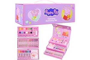 Peppa Pig Matite Colorate Bambini, Pittura Disegno e Colori Set Cancelleria, Kit Arte Bambini Viaggi Prescolari, 30 Più Pezzi, Regalo Ragazza