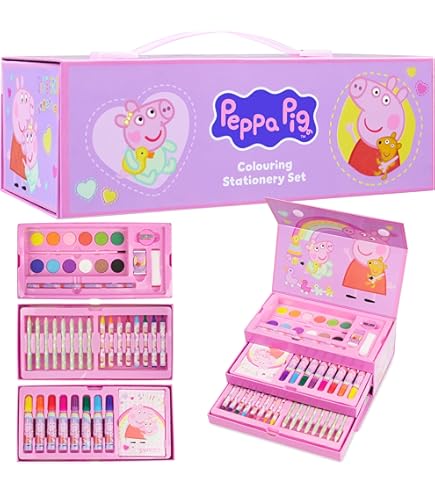 Peppa Pig Kit Scrapbooking 51 Pièces – Carnet, Tampons, Autocollants, Stylos Gel, Paillettes – Loisir Créatif Enfant Dès 4 Ans