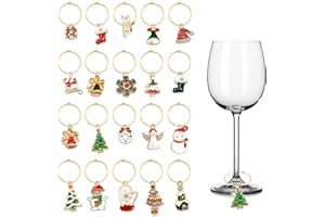 Niuhong 20 Pcs Charms Ringe Markierer Champagner Unterscheiden Weinglas Anhänger Charms Farbe Glasmarkierer Markierung Cocktail Getränke Markierungen Glasmarkierung Getränkemarker Party (Weihnachten)