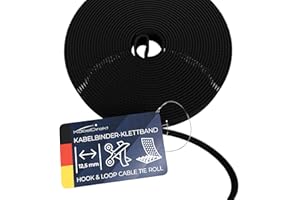 KabelDirekt – Hook and Loop Cable Ties – 15 m × 12,5 mm – Environmentally Friendly Cable tie roll, Individually cuttable & Reusable (Cable Protecting – Black)