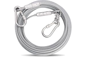 OH-JEWPHX Tie-Out Leinen für Hunde,3/6/9/15m Hundeleine für den Hof,Hofleine Leinen für Hunde（Silbrig,15M