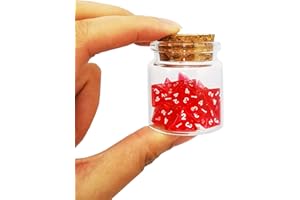 BESCON DICE Bescon Mini Transparent Red D4 Dice 30pcs Healing Potion Bottle, 30pcs Roleplaying Mini Red Gem D4 Dice Healing Potion Pack in Glass Jar