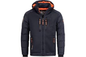 GEOGRAPHICAL_UD Geographical Norway męska pikowana kurtka zimowa z kapturem – ciepła kurtka Anorak S-7XL Outdoor SKI snowboard kurtka z kapturem na zimę/jesień w zestawie z Beanie UD