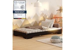smartwood Cama Montessori 90x190 Negro - Cama Infantil de Madera de Pino Certificada FSC con Somier de Listones Flexibles - Capacidad de Carga 230 kg - para Niño y Niña - Montaje Sencillo - TILA 7