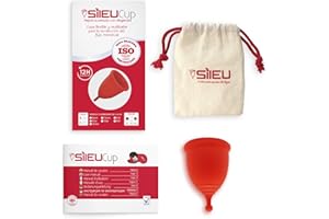 Copa Menstrual Sileu Cup Divine - Fácil de Extraer - Ayuda a prevenir infecciones urinarias y la cistitis - Alternativa ecológica y natural a tampones y compresas - Talla L, Rojo