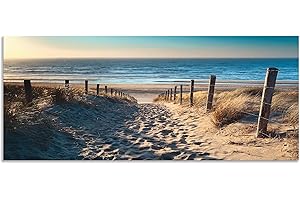 ARTland Spritzschutz Küche aus Alu für Herd Spüle 120x50 cm (BxH) Küchenrückwand mit Motiv Natur Strand Meer Weg Nordsee Sonne Gräser Dünenn Maritim T9IP