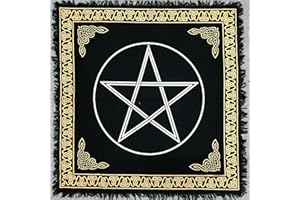 THE ART BOX Tela per l'altare Carte dei Tarocchi Tovaglioli Accessori per stregoneria Tovaglia in oro nero Quadrato Panno spirituale celeste con frange, Magical Heath, 60 x 60 cm