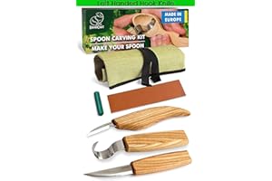BeaverCraft S13L ensemble d'outils de sculpture sur bois pour cuillère à sculpter le cuir et le composé de polissage couteaux à découper pour gaucher