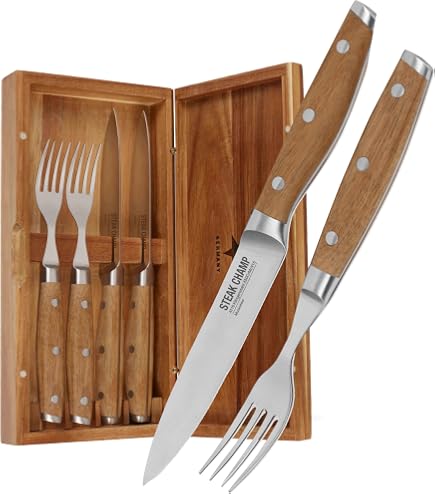 Sanelli 6-teiliges Steakmesser-Set – Italienische Qualität, Klingenlänge 12 Cm, Ergonomische Griffe, In Geschenkbox