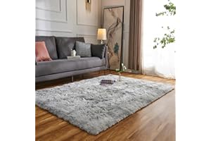 Evitany Rugs Living Room Fluffy Rug Area Rugs Carpet Washable Shaggy Rug Large Rugs For Bedroom (Light Grey, 160x230 cm)