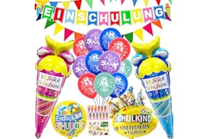 Ligtmor Schulkind 2024, Einschulung Deko, Einschulung Girlande + 2.5m Wimpelkette Girlande + Folienballon Schultüte Jungen Mädchen + 28 Luftballon Deko Einschulung Junge Mädchen, Schulanfang Deko