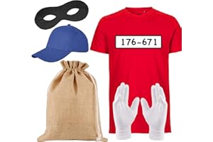 TK Gruppe Timo Klingler Kostümheld® Gangster Schiaccianastri unisex, taglia 170 – 190 cm, bandit maglietta con accessori intrusori, costume da uomo e da carnevale – 176 – 671